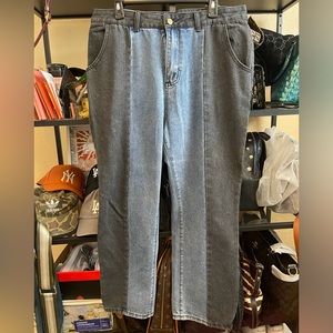 Shein 1XL colorblock blue and black jeans